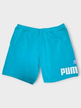 Men's Big & Tall PUMA Teal Sweat Shorts w/ Logo, Drawstring Waist XXL